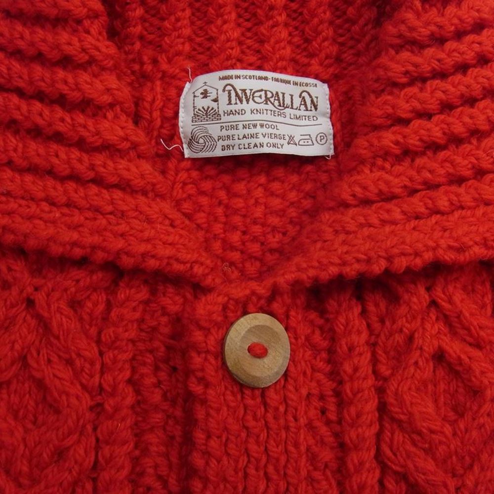 INVERALLAN インバーアラン 3A Lumber cardigan Knit Cardigan アラン ハンドニット 襟付き カーディガン RED レッド系 40【極上美品】【中古】