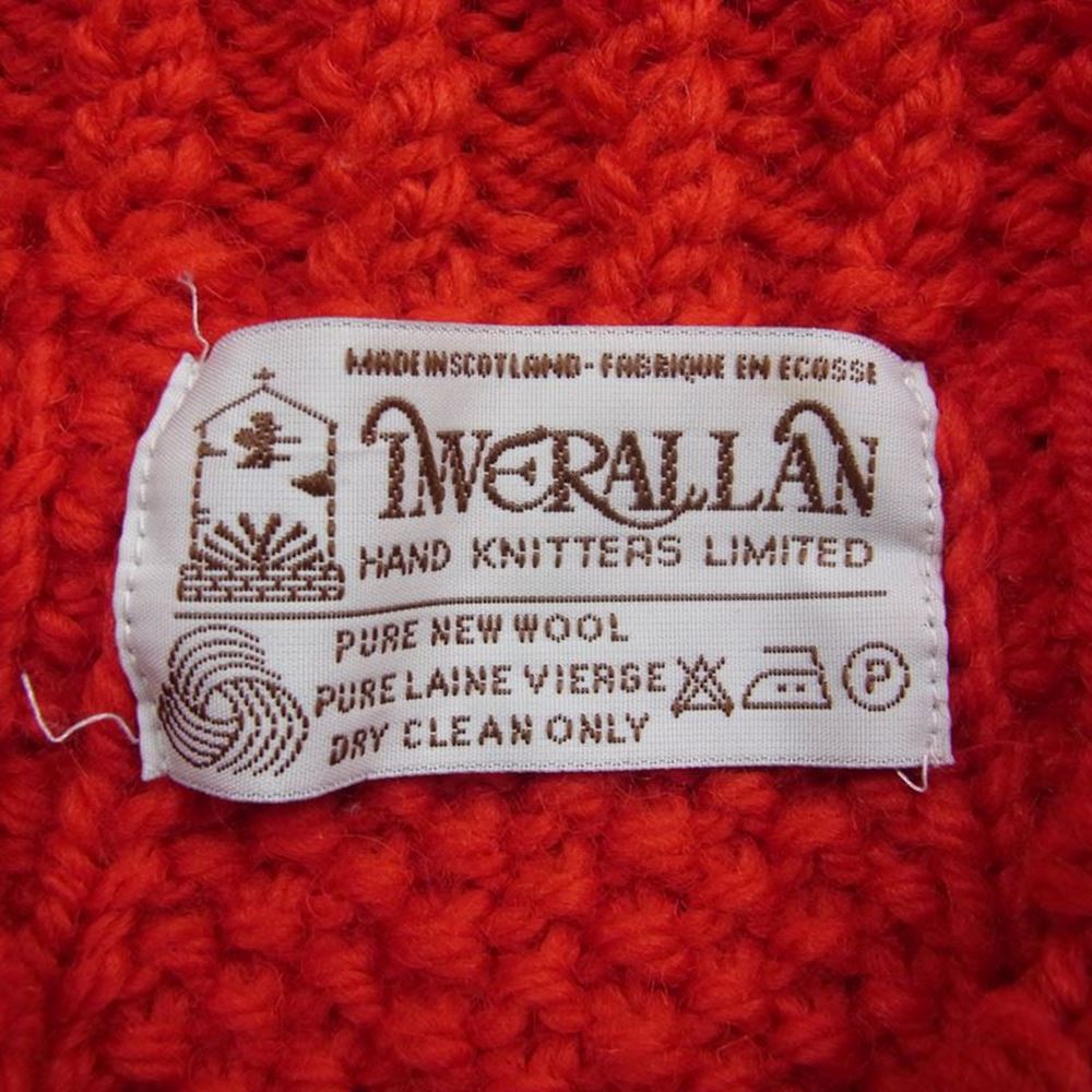 INVERALLAN インバーアラン 3A Lumber cardigan Knit Cardigan アラン ハンドニット 襟付き カーディガン RED レッド系 40【極上美品】【中古】