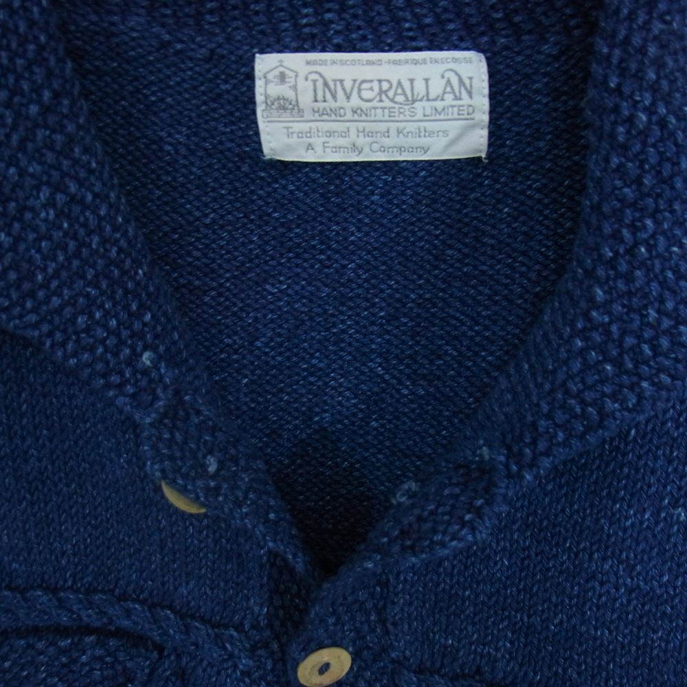 INVERALLAN インバーアラン コットンニットカーディガン デニムヤーン Gジャンタイプ インディゴ インディゴブルー系【中古】