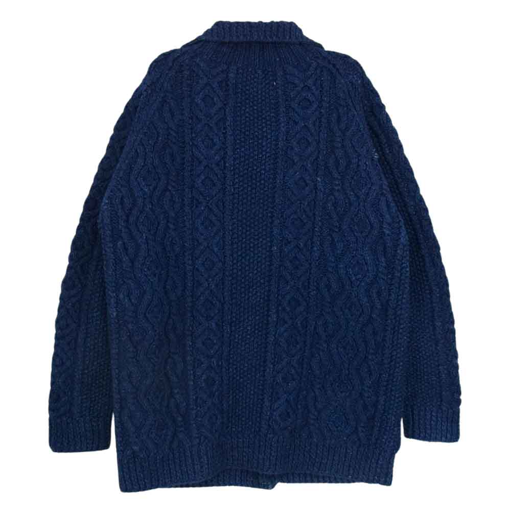 INVERALLAN インバーアラン 3A Lumber cardigan Knit DENIM YARN Cardigan アラン ハンドニット 襟付き カーディガン インディゴ インディゴブルー系 40【中古】
