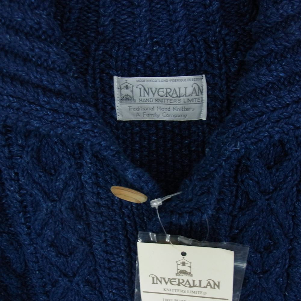 INVERALLAN インバーアラン 3A Lumber cardigan Knit DENIM YARN Cardigan アラン ハンドニット 襟付き カーディガン インディゴ インディゴブルー系 40【中古】
