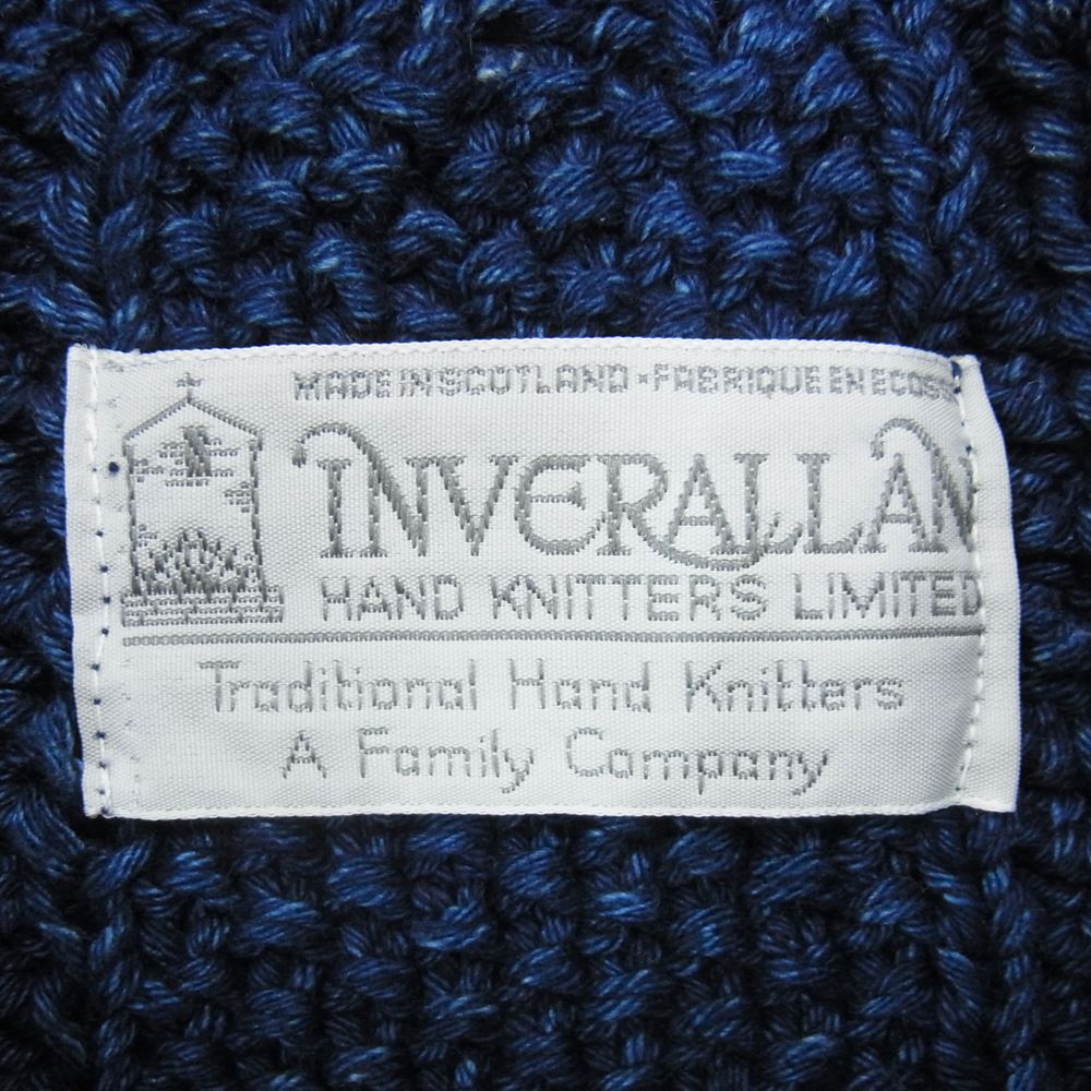 INVERALLAN インバーアラン 3A Lumber cardigan Knit DENIM YARN Cardigan アラン ハンドニット 襟付き カーディガン インディゴ インディゴブルー系 40【中古】