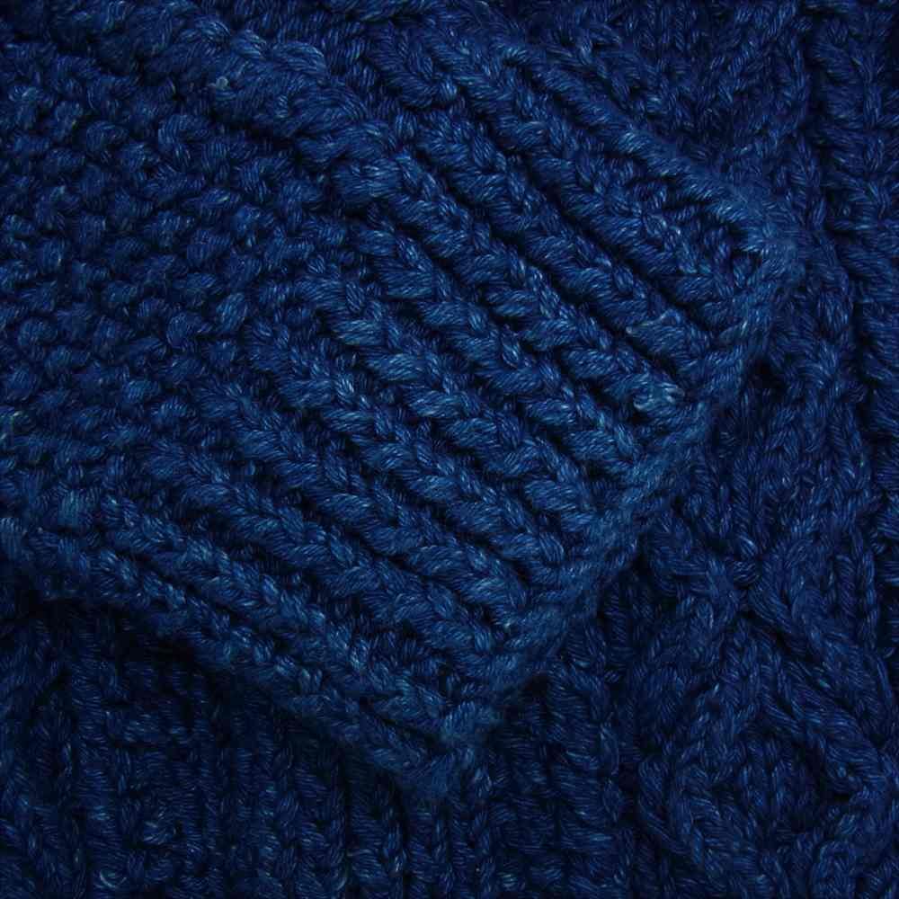 INVERALLAN インバーアラン 3A Lumber cardigan Knit DENIM YARN Cardigan アラン ハンドニット 襟付き カーディガン インディゴ インディゴブルー系 40【中古】