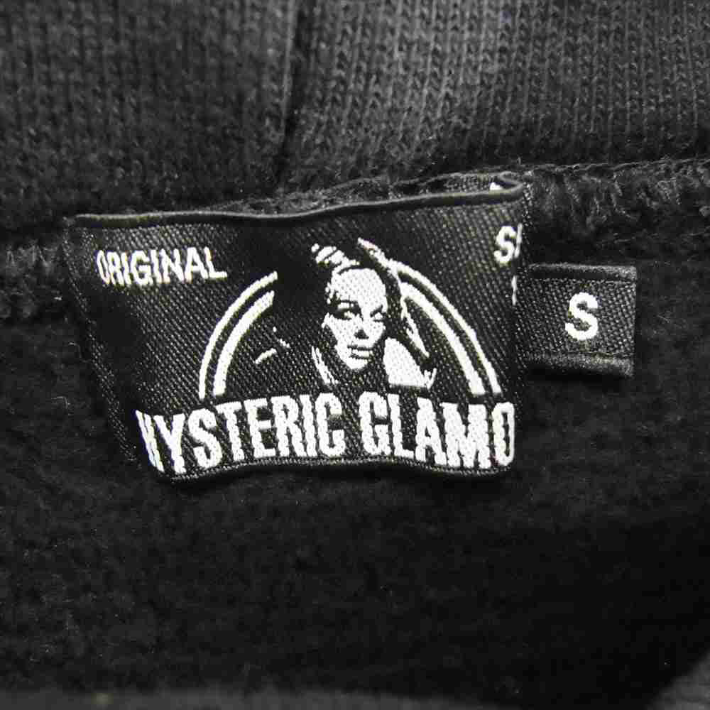HYSTERIC GLAMOUR ヒステリックグラマー 02193CF14 TRIANGLE WOMAN トライアングル ガールワッペン 刺繍 プルオーバー パーカー フーディ ブラック系 S【中古】