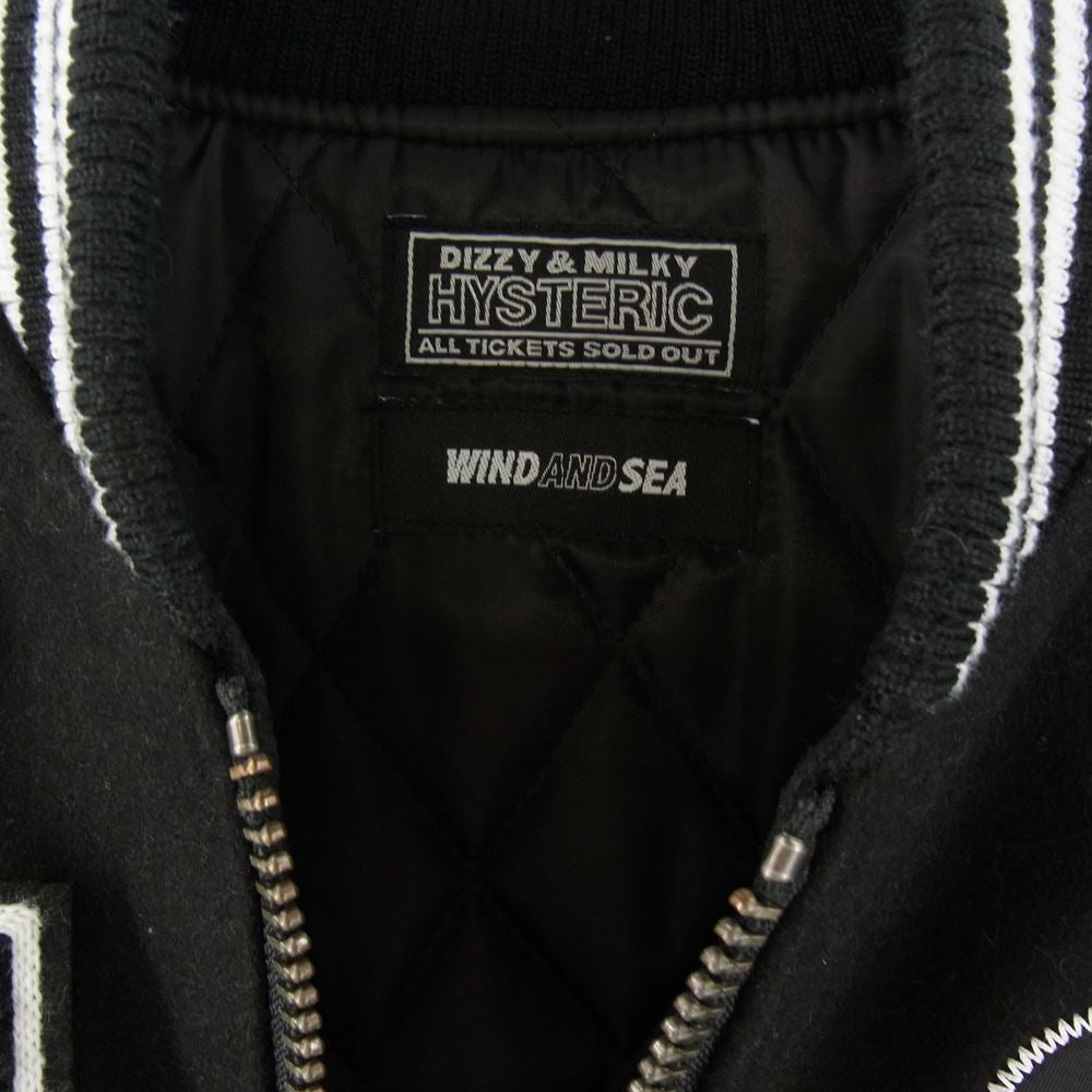 HYSTERIC GLAMOUR ヒステリックグラマー × WIND AND SEA ウィンダンシー 21AW WDS-HYS-3-01 TEAM STADIUM JUMPER レザー切替 スタジアム ジャンパー スタジャン ブラック系 M【中古】
