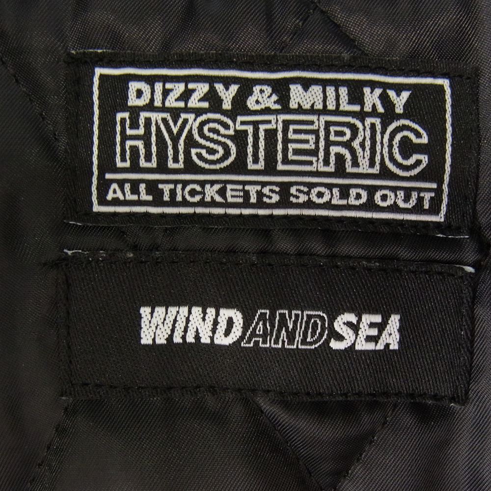 HYSTERIC GLAMOUR ヒステリックグラマー × WIND AND SEA ウィンダンシー 21AW WDS-HYS-3-01 TEAM STADIUM JUMPER レザー切替 スタジアム ジャンパー スタジャン ブラック系 M【中古】