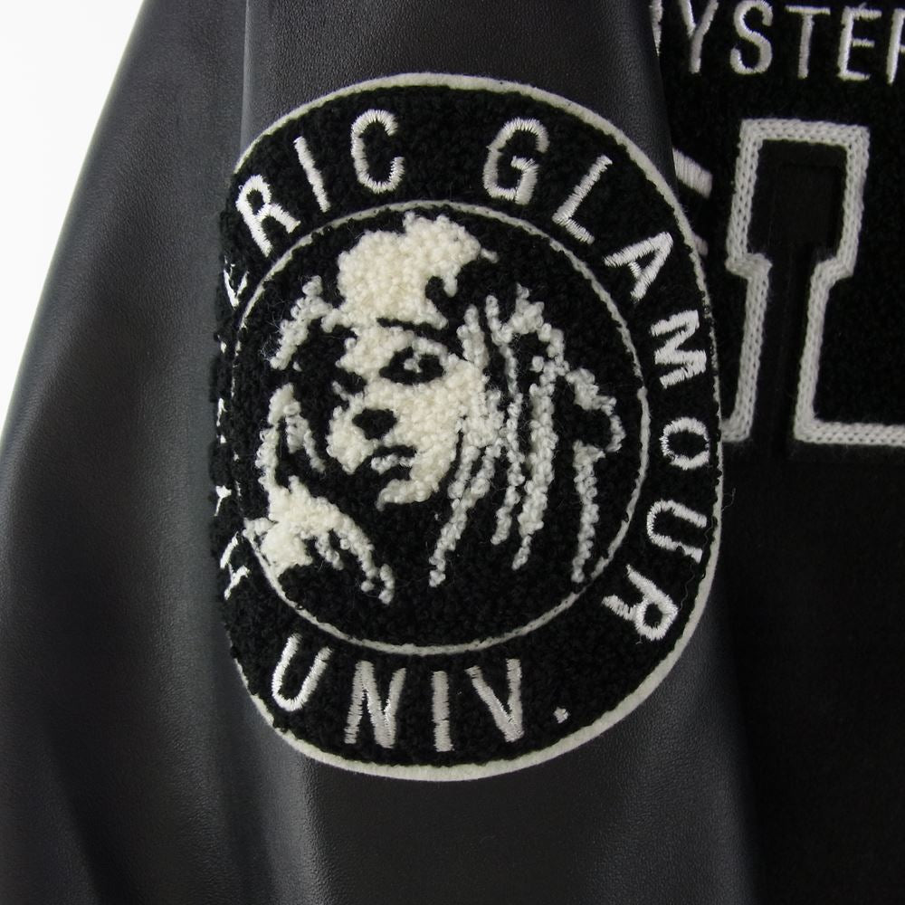 HYSTERIC GLAMOUR ヒステリックグラマー × WIND AND SEA ウィンダンシー 21AW WDS-HYS-3-01 TEAM STADIUM JUMPER レザー切替 スタジアム ジャンパー スタジャン ブラック系 M【中古】