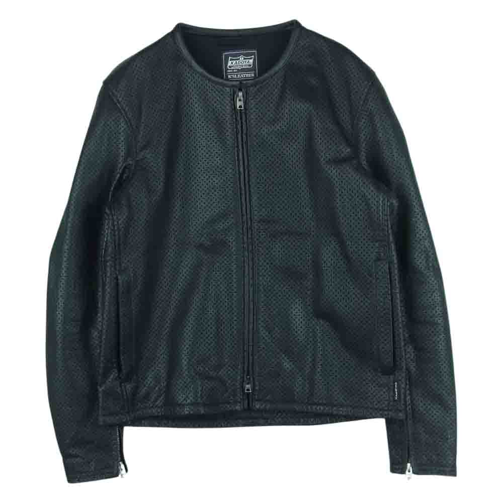 KADOYA カドヤ llxpllm-054 K's LEATHER ケーズレザー パンチングレザー シングル ライダース ジャケット ブラック系 L【中古】