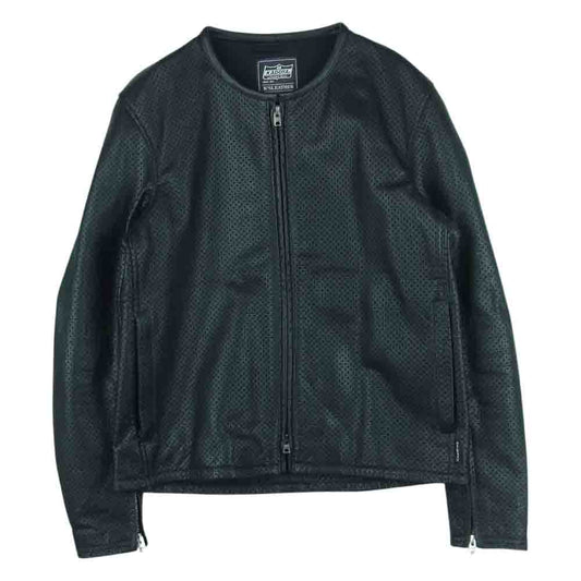 KADOYA カドヤ llxpllm-054 K's LEATHER ケーズレザー パンチングレザー シングル ライダース ジャケット ブラック系 L【中古】