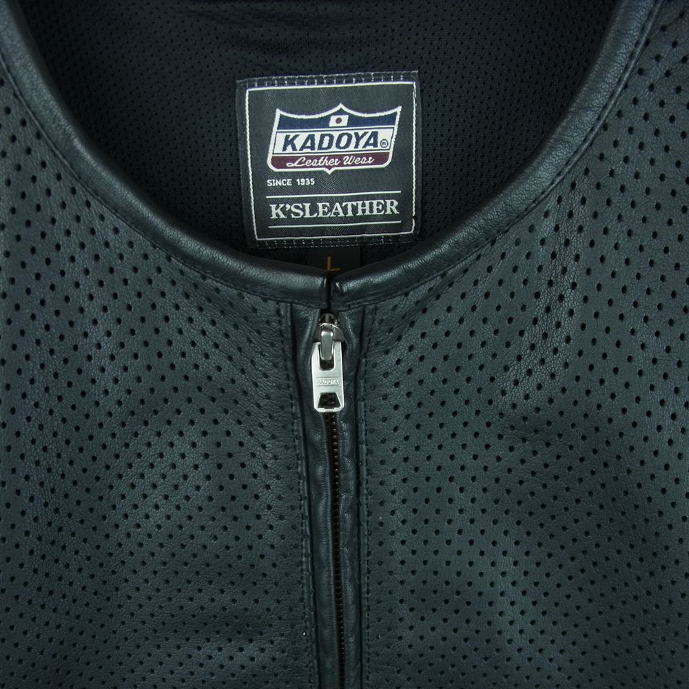 KADOYA カドヤ llxpllm-054 K's LEATHER ケーズレザー パンチングレザー シングル ライダース ジャケット ブラック系 L【中古】