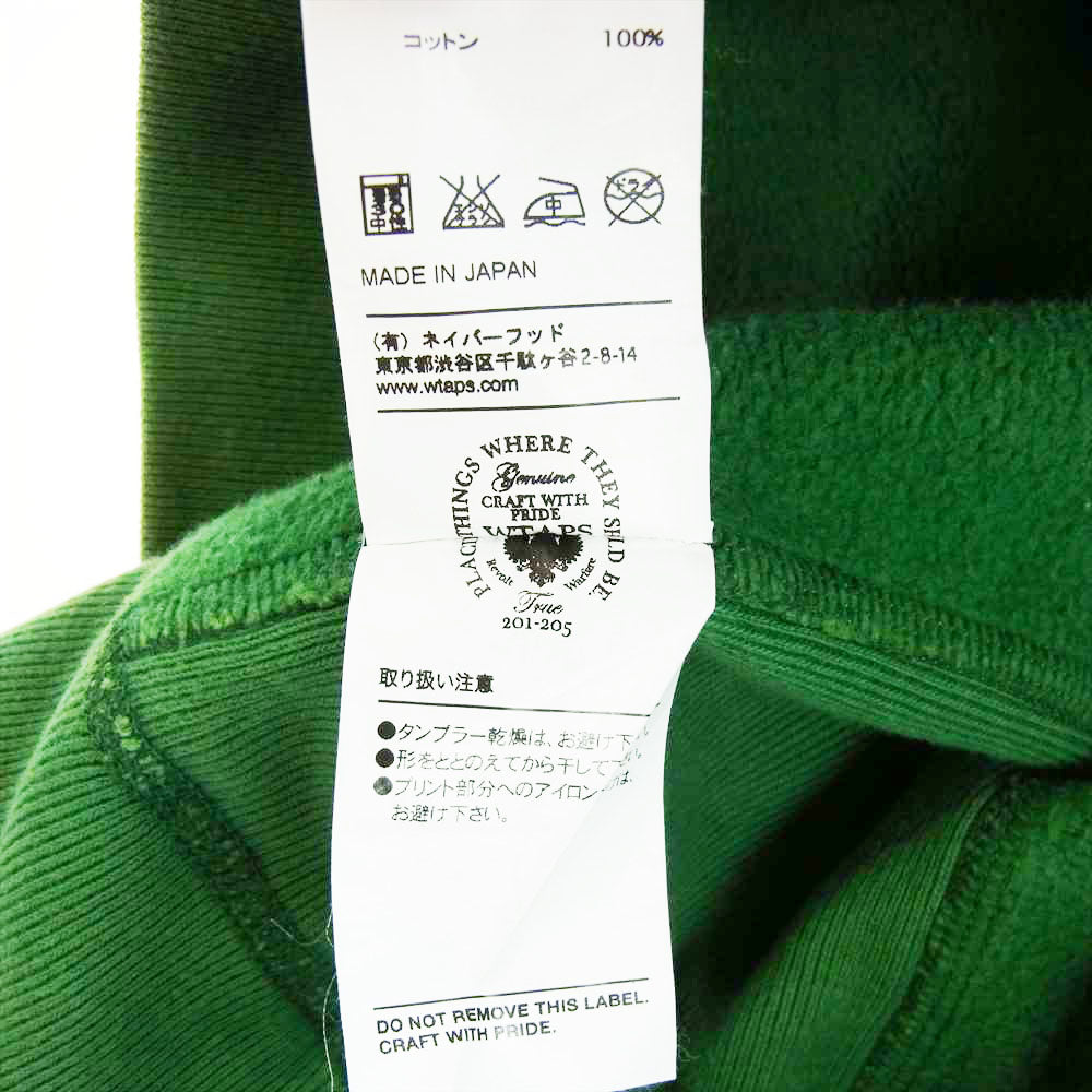 WTAPS ダブルタップス 13SS 131ATDT-CSM02 DESIGN HOODY スウェットパーカーフーディ  グリーン系 ホワイト系【中古】