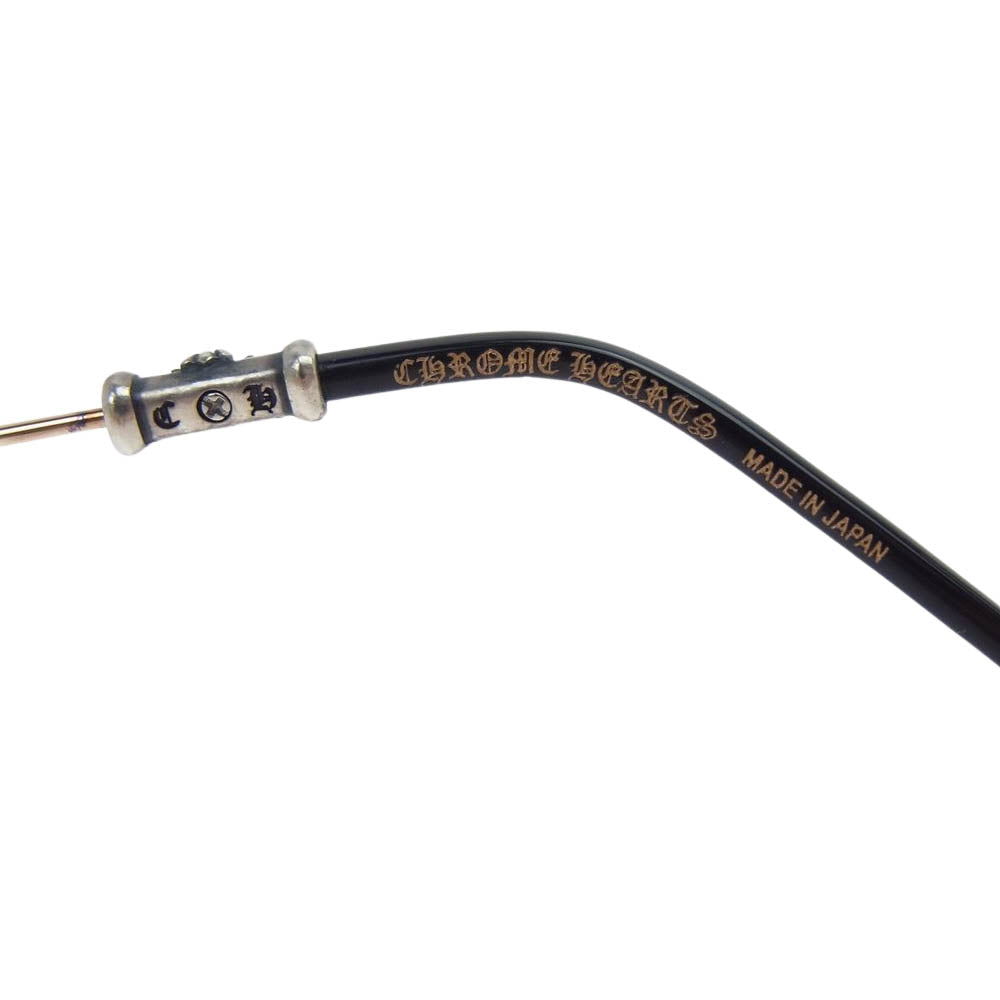 CHROME HEARTS クロムハーツ（原本無） 購入店スタンプ印字冊子付属 BUBBA-A クロステンプル メタル フレーム ラウンド アイウェア 眼鏡 度入り シルバー シルバー系【中古】