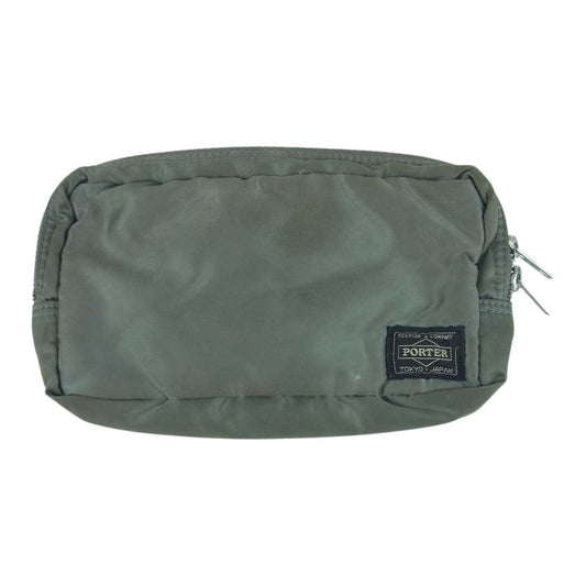 PORTER ポーター タンカー 小物入れ トラベル ポーチ 日本製 グレイッシュカーキ系【中古】