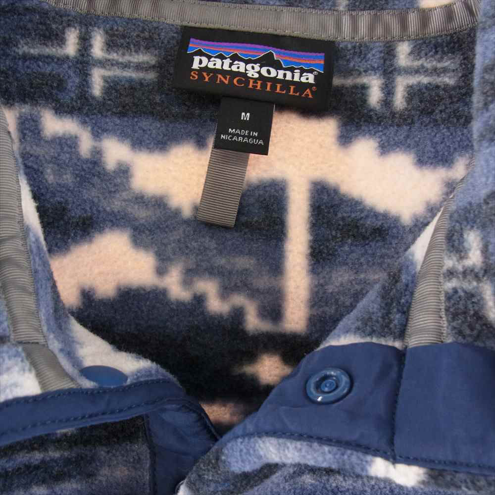 patagonia パタゴニア 18AW STY25450 18年製 SYNCHILLA SNAP T PULLOVER シンチラ スナップT プルオーバー 総柄 マルチカラー系 ネイビー系 ホワイト系 M【中古】