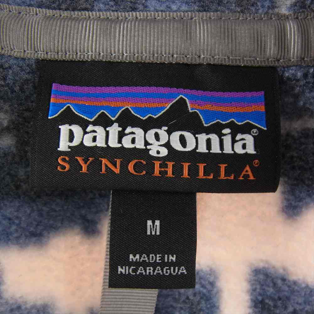 patagonia パタゴニア 18AW STY25450 18年製 SYNCHILLA SNAP T PULLOVER シンチラ スナップT プルオーバー 総柄 マルチカラー系 ネイビー系 ホワイト系 M【中古】