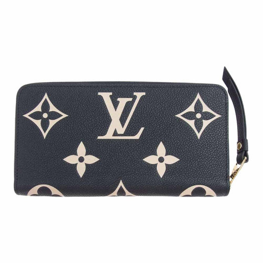 LOUIS VUITTON ルイ・ヴィトン M80481 バイカラー モノグラム アンプラント ジッピーウォレット ブラック系 ベージュ系【美品】【中古】