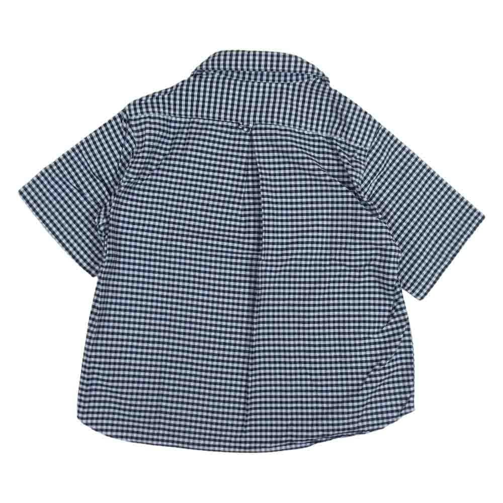 Danton ダントン ギンガム チェック プルオーバー 半袖シャツ ラウンドネック ブラック系 ホワイト系 34【中古】