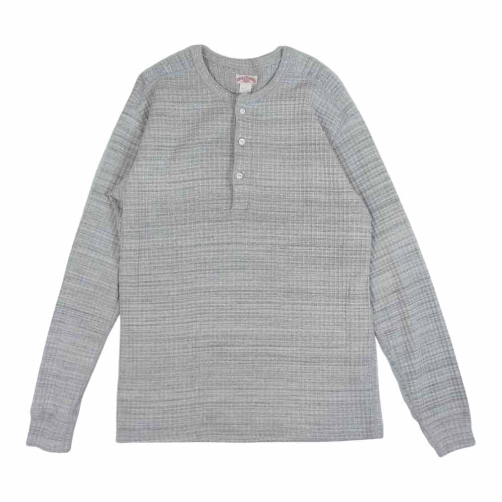 The REAL McCOY'S ザリアルマッコイズ DOUBLE DIAMOND ダブルダイヤモンド ヘビーオンス ヘンリーネック カットソー グレー系 ホワイト系 ベージュ系 40【中古】