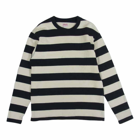 The REAL McCOY'S ザリアルマッコイズ BUCO ブコ STRIPE TEE L/S ストライプ ロング Tシャツ ロンT ボーダー カットソー ブラック系 ホワイト系 XL【中古】