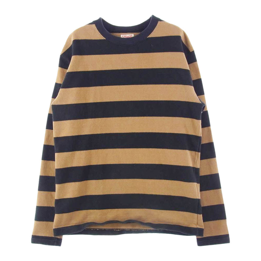 The REAL McCOY'S ザリアルマッコイズ BUCO ブコ STRIPE TEE L/S ストライプ ロング Tシャツ ロンT ボーダー カットソー ブラック系 ブラウン系 XL【中古】
