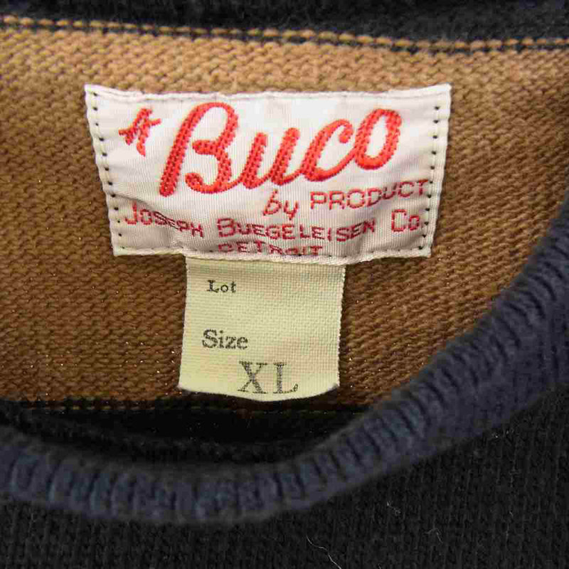The REAL McCOY'S ザリアルマッコイズ BUCO ブコ STRIPE TEE L/S ストライプ ロング Tシャツ ロンT ボーダー カットソー ブラック系 ブラウン系 XL【中古】
