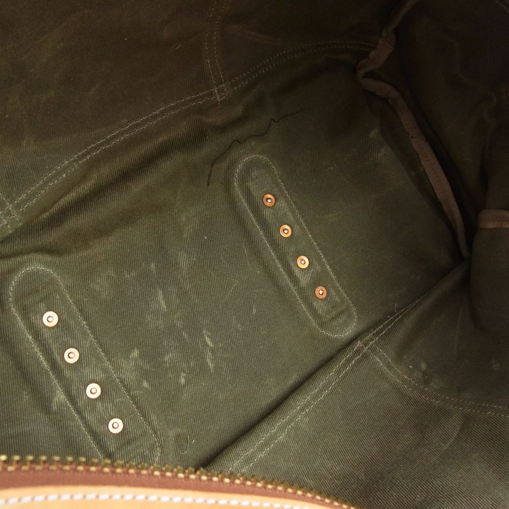 シップジョン オイルド キャンバス ボストンバッグ オリーブ系【中古】
