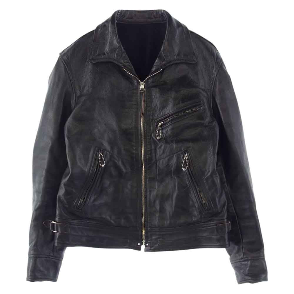 FREEWHEELERS フリーホイーラーズ SPARTAN LEATHER SPORTSWEAR MULHOLLAND マルホランド 馬革 ホースハイド 裏フリース レザー シングル ライダース ジャケット ブラック系【中古】