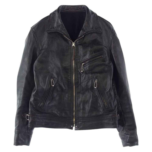 FREEWHEELERS フリーホイーラーズ SPARTAN LEATHER SPORTSWEAR MULHOLLAND マルホランド 馬革 ホースハイド 裏フリース レザー シングル ライダース ジャケット ブラック系【中古】