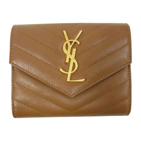 SAINT LAURENT サンローラン 403943 三つ折り モノグラム 財布 ブラウン系【中古】