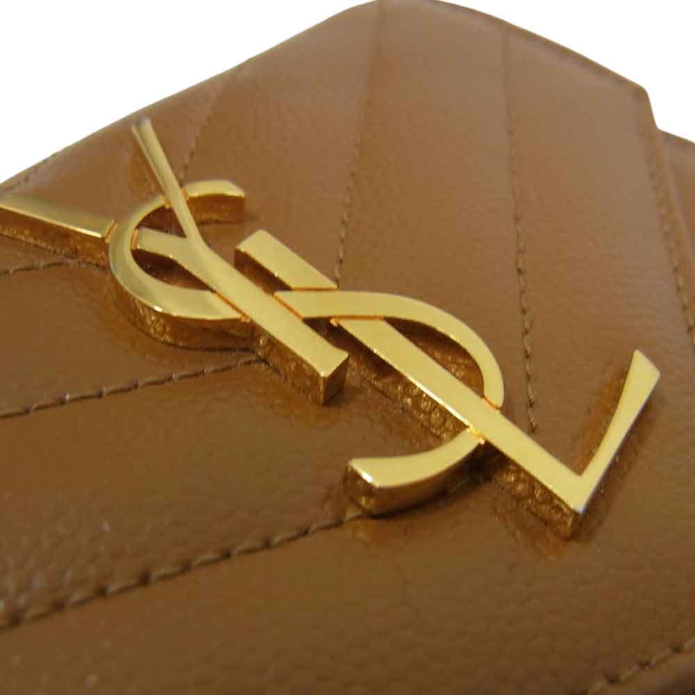 SAINT LAURENT サンローラン 403943 三つ折り モノグラム 財布 ブラウン系【中古】