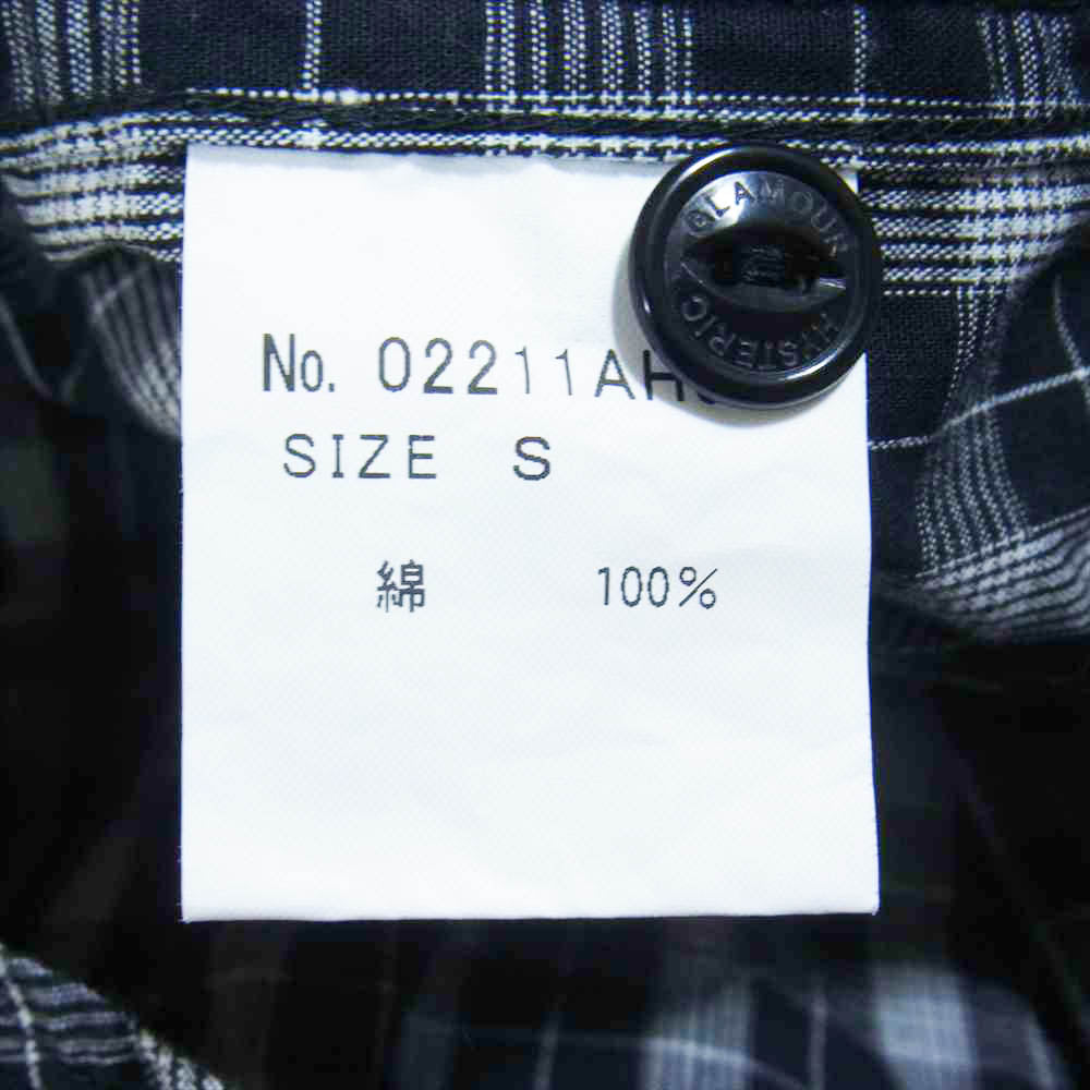 HYSTERIC GLAMOUR ヒステリックグラマー 0221AH04 ロゴプリント ナンバリング ナンバー 5 チェック 長袖 シャツ ブラック系 ホワイト系 S【美品】【中古】