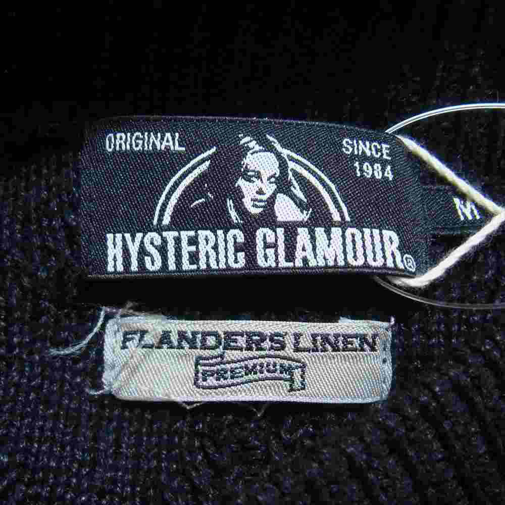 HYSTERIC GLAMOUR ヒステリックグラマー 20SS 02201NS01 GUITAR GIRL KNIT ギターガール 長袖 リネン ニット プルオーバー ブラック系 レッド系 M【美品】【中古】