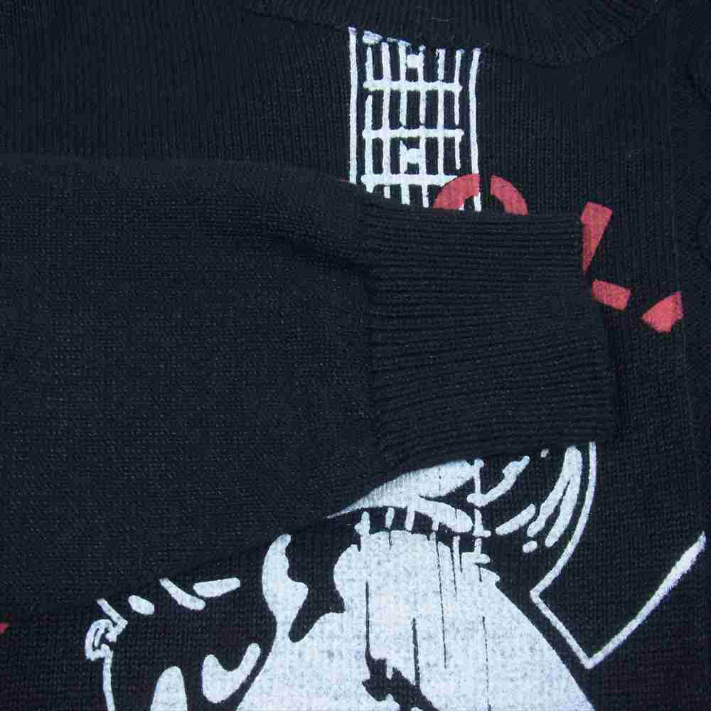 HYSTERIC GLAMOUR ヒステリックグラマー 20SS 02201NS01 GUITAR GIRL KNIT ギターガール 長袖 リネン ニット プルオーバー ブラック系 レッド系 M【美品】【中古】