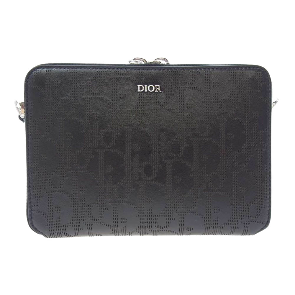 Dior ディオール 2ESBC119VPD_H03E メッセンジャーポーチ オブリーク ギャラクシー カーフスキン パンチング ショルダーバッグ ブラック系【美品】【中古】