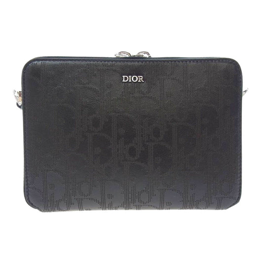 Dior ディオール 2ESBC119VPD_H03E メッセンジャーポーチ オブリーク ギャラクシー カーフスキン パンチング ショルダーバッグ ブラック系【美品】【中古】