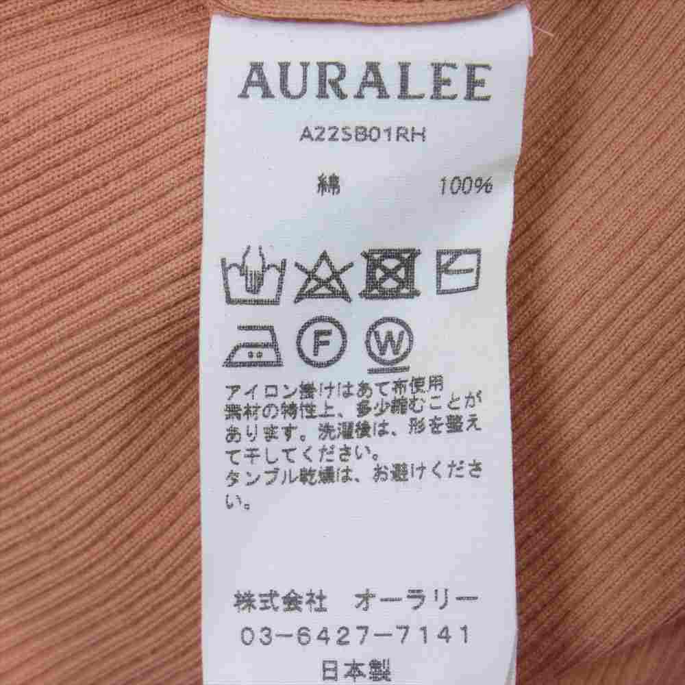 AURALEE オーラリー A22SB01RH ×Ron Herman ロンハーマン RIB BOAT NECK L/S TEE リブカットソー オレンジ系 ピンク系【美品】【中古】