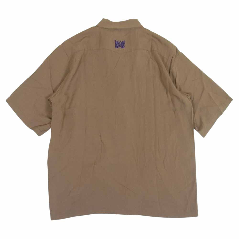Needles ニードルス KP186 S/S Cowboy One-Up Shirt カウボーイ ワンアップ 半袖 シャツ ライトブラウン系 S【中古】
