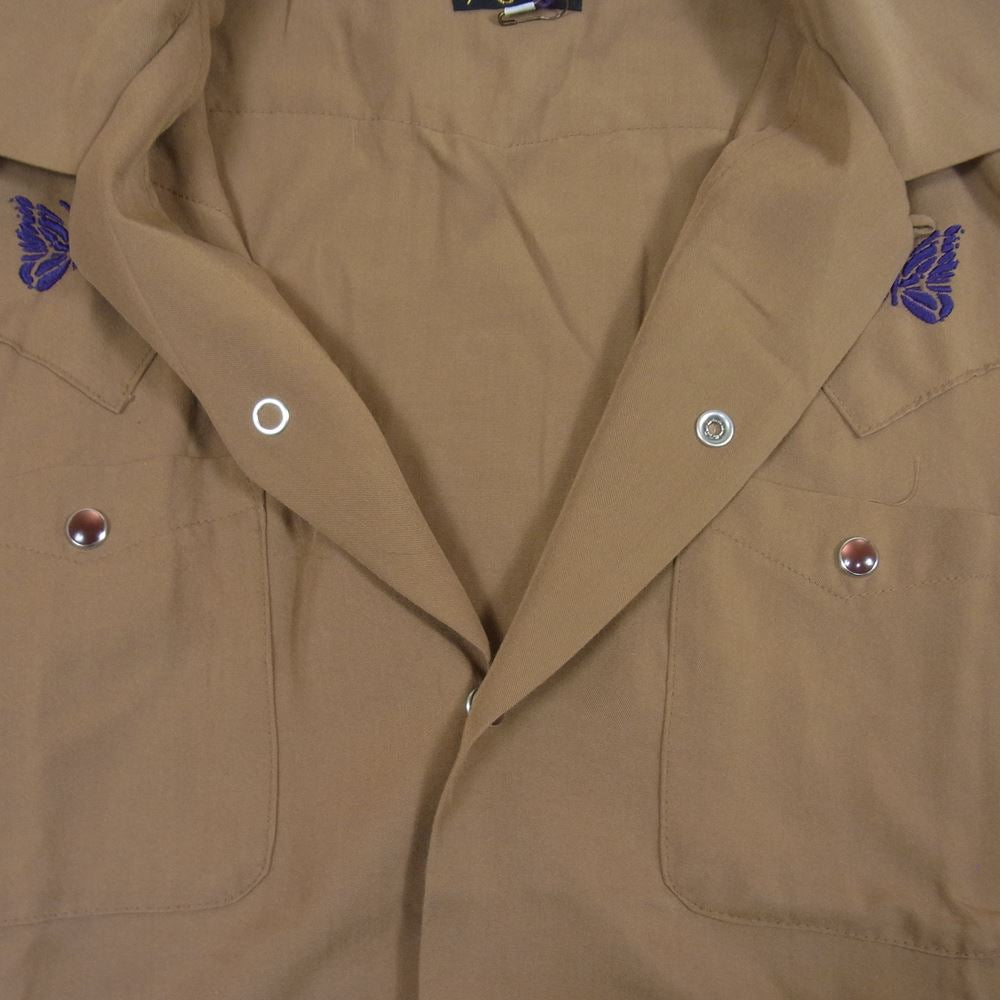Needles ニードルス KP186 S/S Cowboy One-Up Shirt カウボーイ ワンアップ 半袖 シャツ ライトブラウン系 S【中古】
