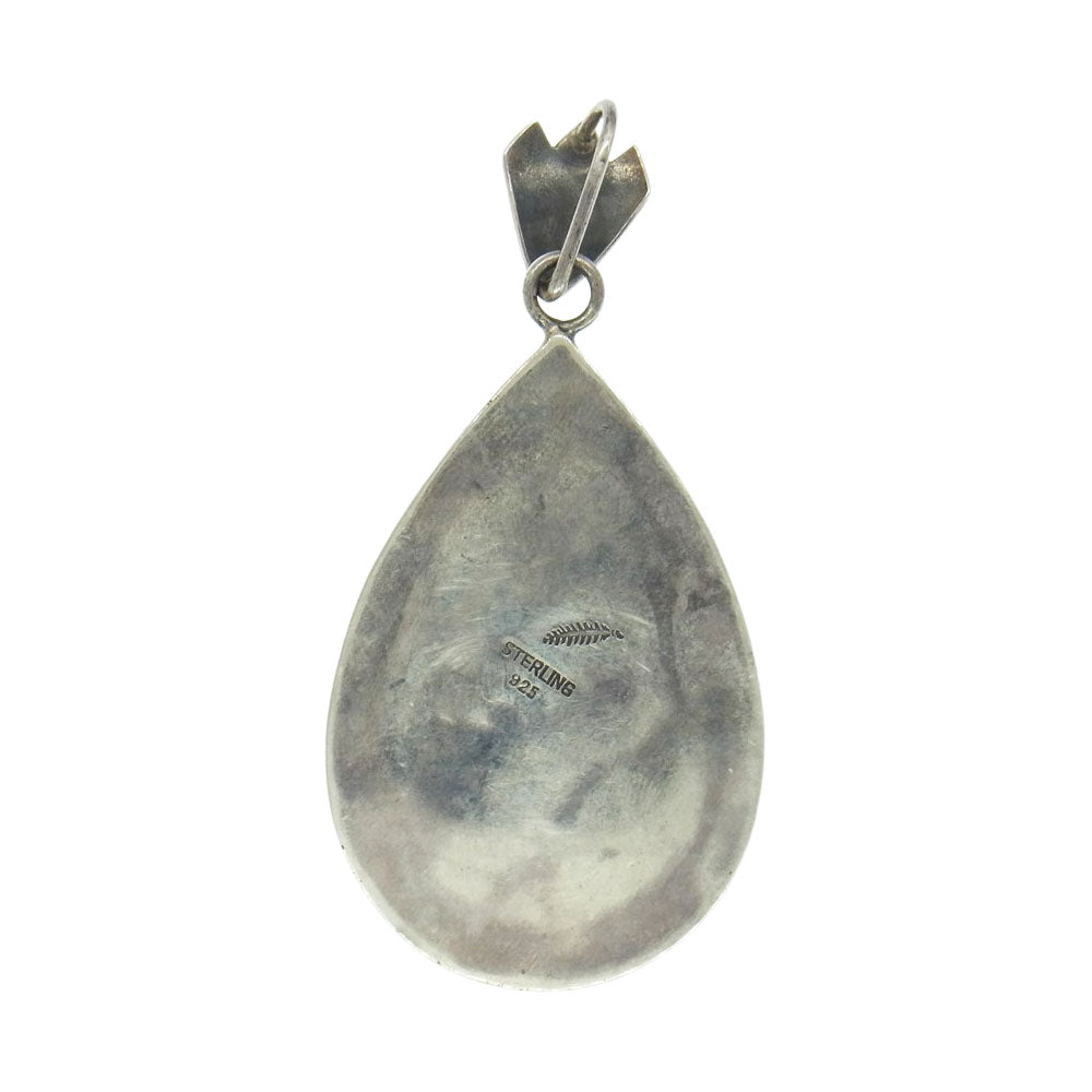 ナバホ アーティスト不明 NAVAJO族 インディアンジュエリー SV925 ターコイズ ティアドロップ ペンダントトップ シルバー系 ブルー系【中古】