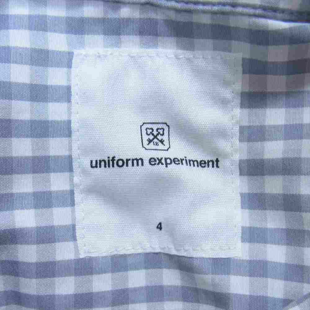uniform experiment ユニフォームエクスペリメント COFFEE DRIP GINGHAM CHECK B.D SHIRT コーヒー ドリップ ボタン ダウン シャツ  ライトブルー系 ブラウン系 XL【美品】【中古】