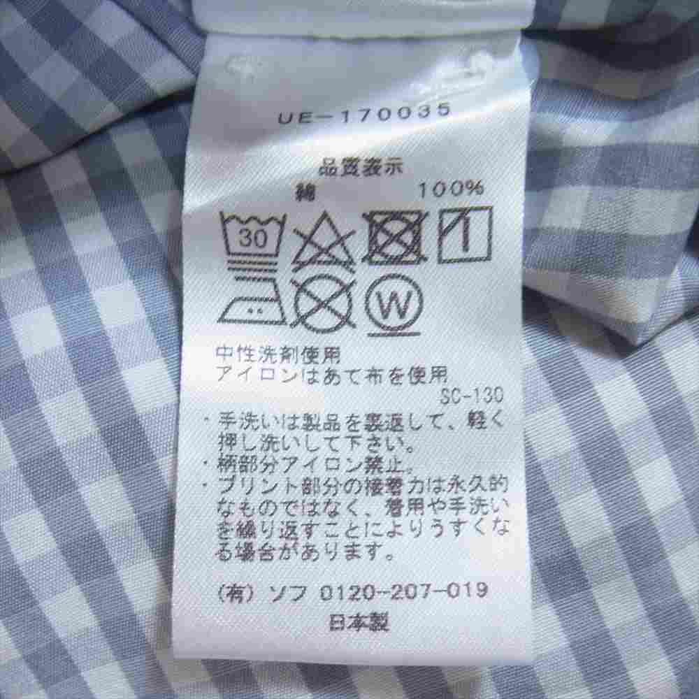 uniform experiment ユニフォームエクスペリメント COFFEE DRIP GINGHAM CHECK B.D SHIRT コーヒー ドリップ ボタン ダウン シャツ  ライトブルー系 ブラウン系 XL【美品】【中古】