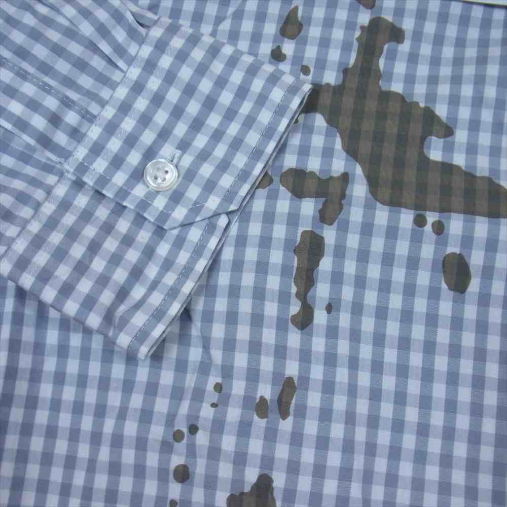 uniform experiment ユニフォームエクスペリメント COFFEE DRIP GINGHAM CHECK B.D SHIRT コーヒー ドリップ ボタン ダウン シャツ  ライトブルー系 ブラウン系 XL【美品】【中古】