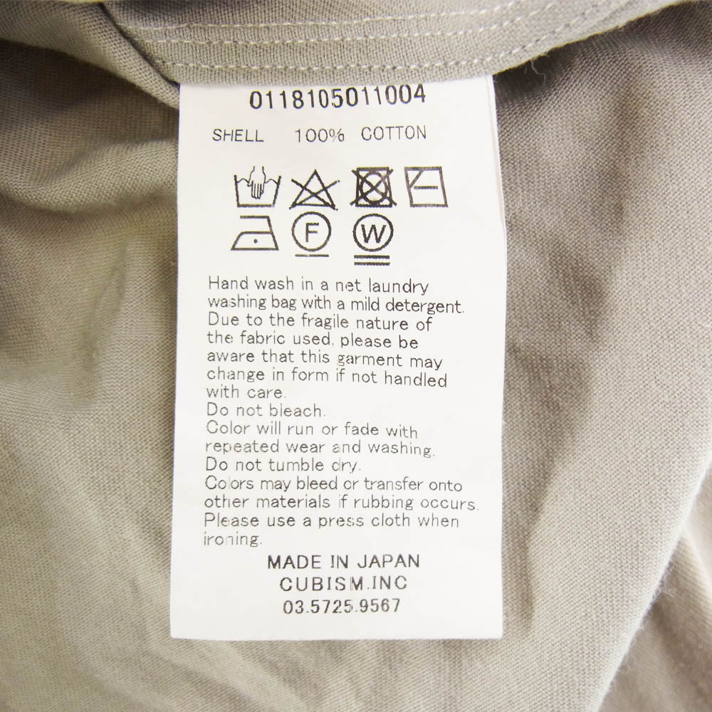 VISVIM ビズビム 0118105011004 18SS 1910 SHIRT 長袖 刺繍 シャツ グレー系 1【中古】