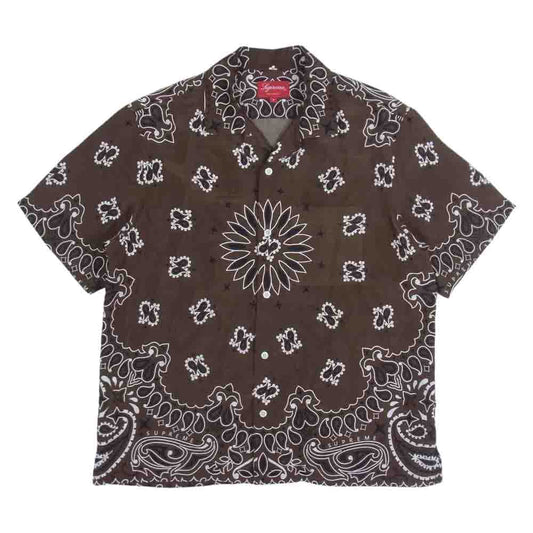 Supreme シュプリーム 21SS Bandana Silk S/S Shirt バンダナ シルク 半袖 シャツ ブラウン系 S【中古】