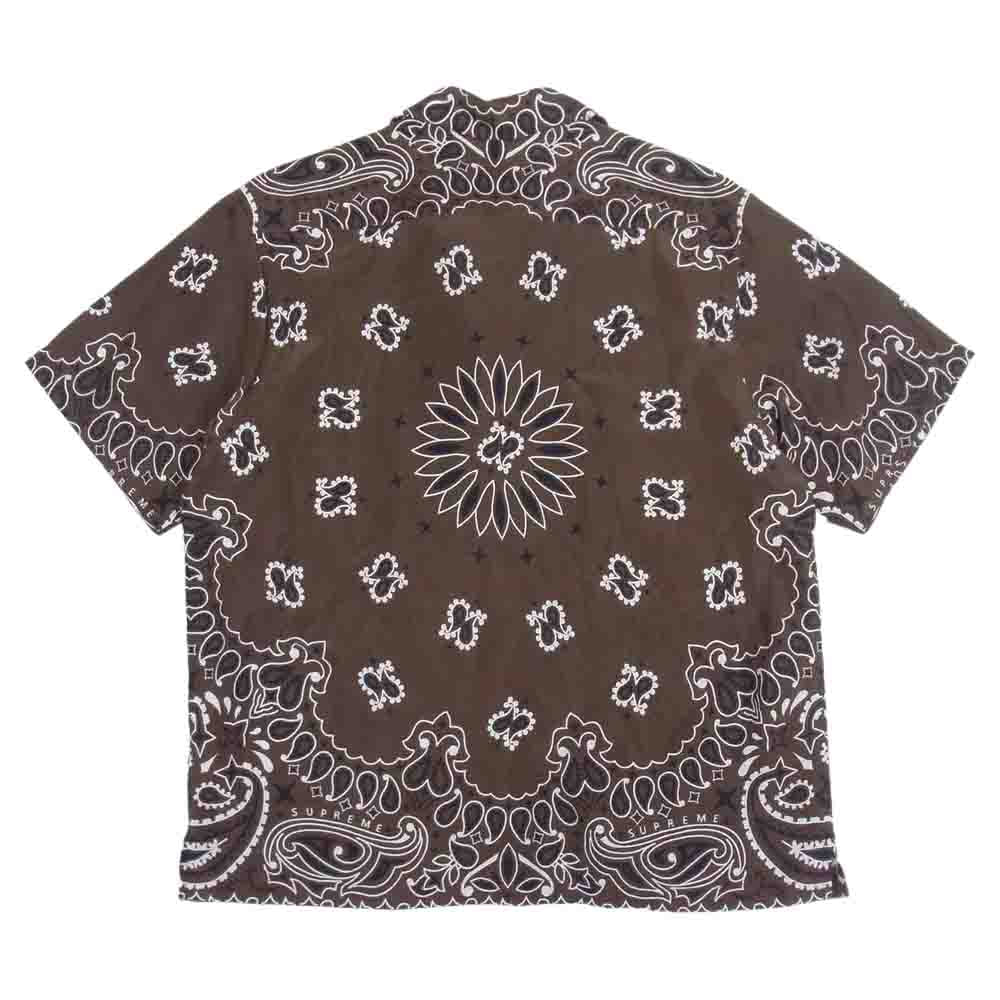 Supreme シュプリーム 21SS Bandana Silk S/S Shirt バンダナ シルク 半袖 シャツ ブラウン系 S【中古】