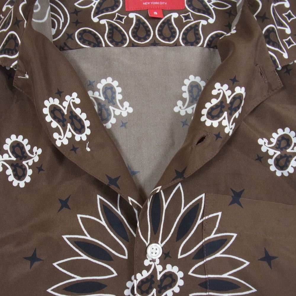 Supreme シュプリーム 21SS Bandana Silk S/S Shirt バンダナ シルク 半袖 シャツ ブラウン系 S【中古】