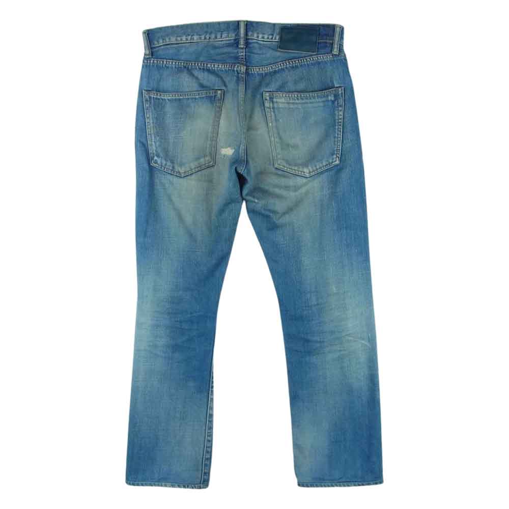 VISVIM ビズビム 13AW 0113205005014 SOCIAL SCULPTURE 01 SLIM DAMAGED-5 ソーシャル スカルプチャー スリム ダメージ 加工 デニム パンツ インディゴブルー系 W32 × L30【中古】
