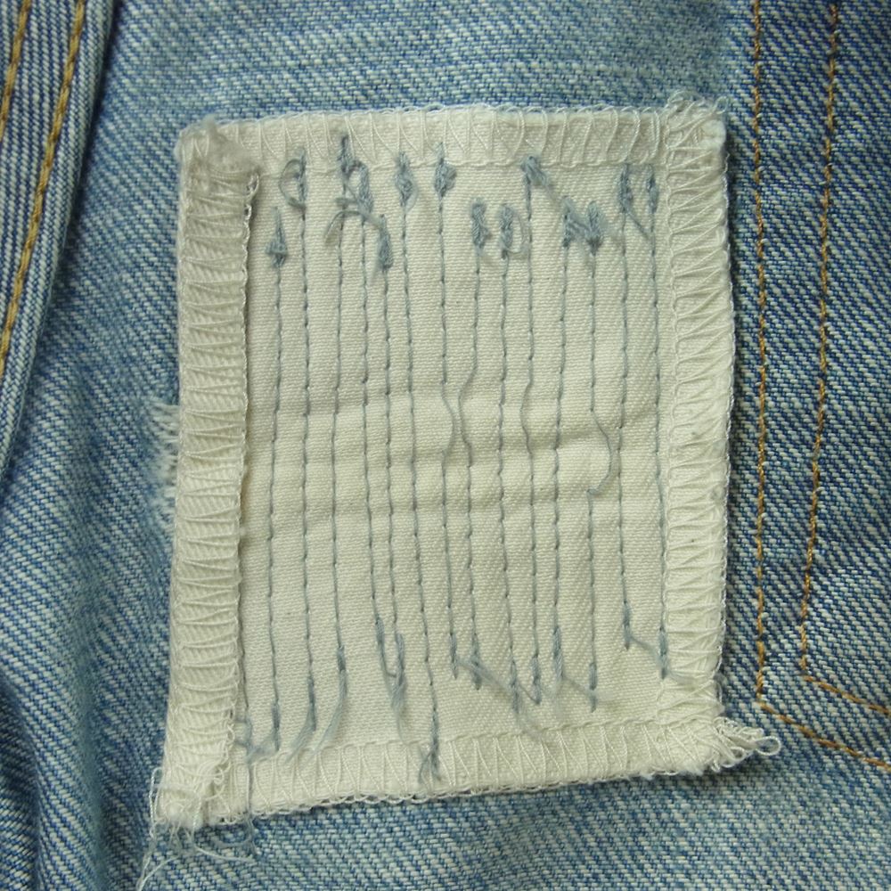 VISVIM ビズビム 13AW 0113205005014 SOCIAL SCULPTURE 01 SLIM DAMAGED-5 ソーシャル スカルプチャー スリム ダメージ 加工 デニム パンツ インディゴブルー系 W32 × L30【中古】
