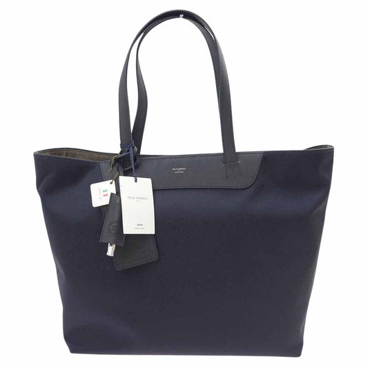 PELLE MORBIDA ペッレモルビダ pmo-ca113 Capitano キャピターノ パスケース&ホイッスル ビジネス トートバック ネイビー系【新古品】【未使用】【中古】