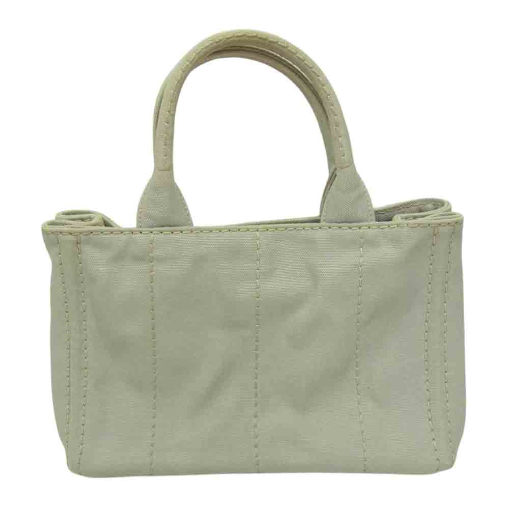 PRADA プラダ ミニ カナパ キャンバス トートバッグ グレー系【中古】